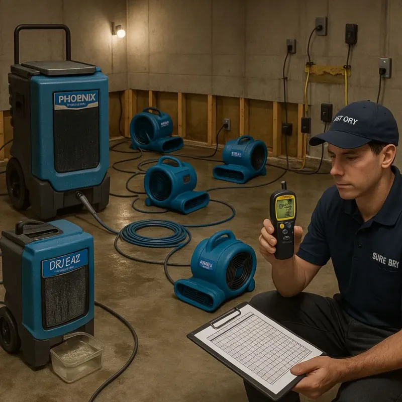 Structural Drying and Dehumidification process in Mountain Home, NC